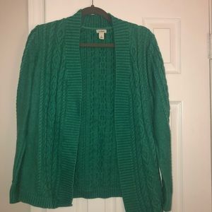Green cable knit cardigan